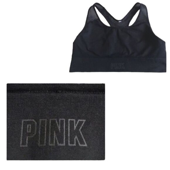Victoria’s Secret PINK Black Mesh Racerback Sports Bra S - Picture 1 of 9